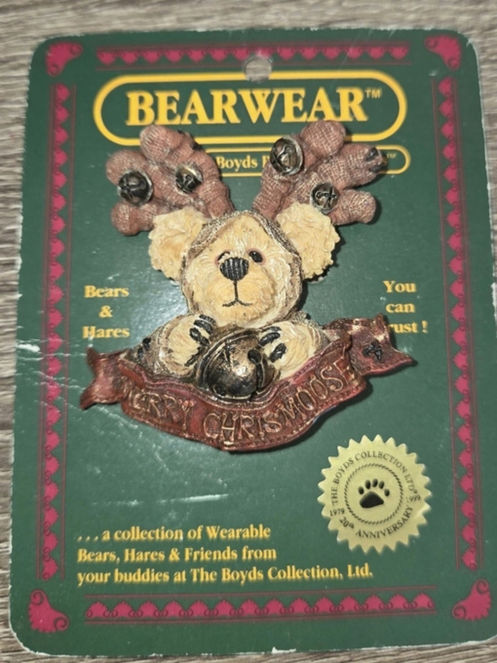 Boyds Bears & Friends Bearwear Merry Christmas Moose pin Moose Christmas Pin NWT